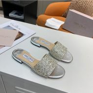 Jimmy Choo Minea Slides Women Glitter Fabric Gold